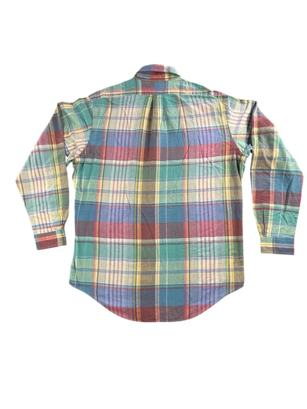 Vintage Polo Ralph Lauren Shirt Mens XL Multicolor Madras Plaid Button Down Long